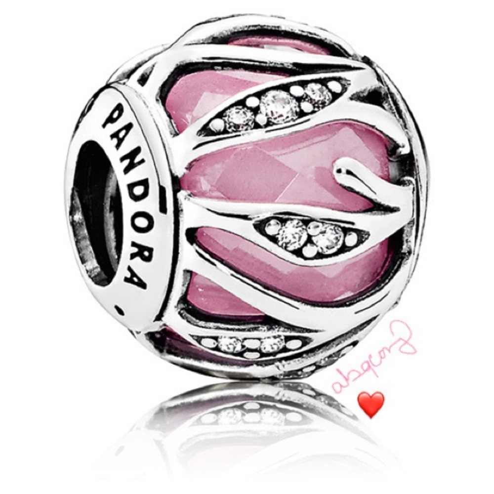 EUC Pandora 791969PCZ Sterling Silver Nature's Radiance Abstract Charm w/ CZ's